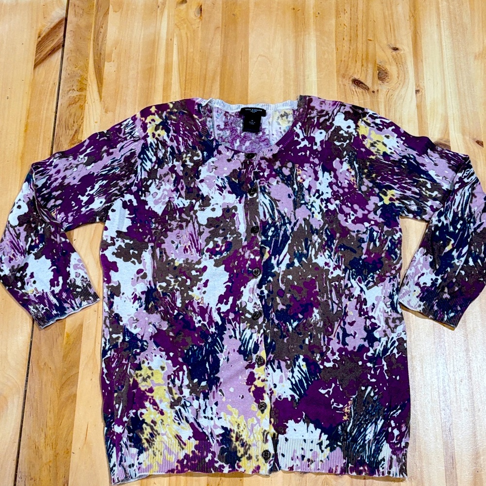 Ann Taylor Cotton Floral Cardigan